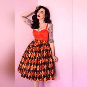 Vixen by Micheline Pitt Orange and Black Diamond Skirt